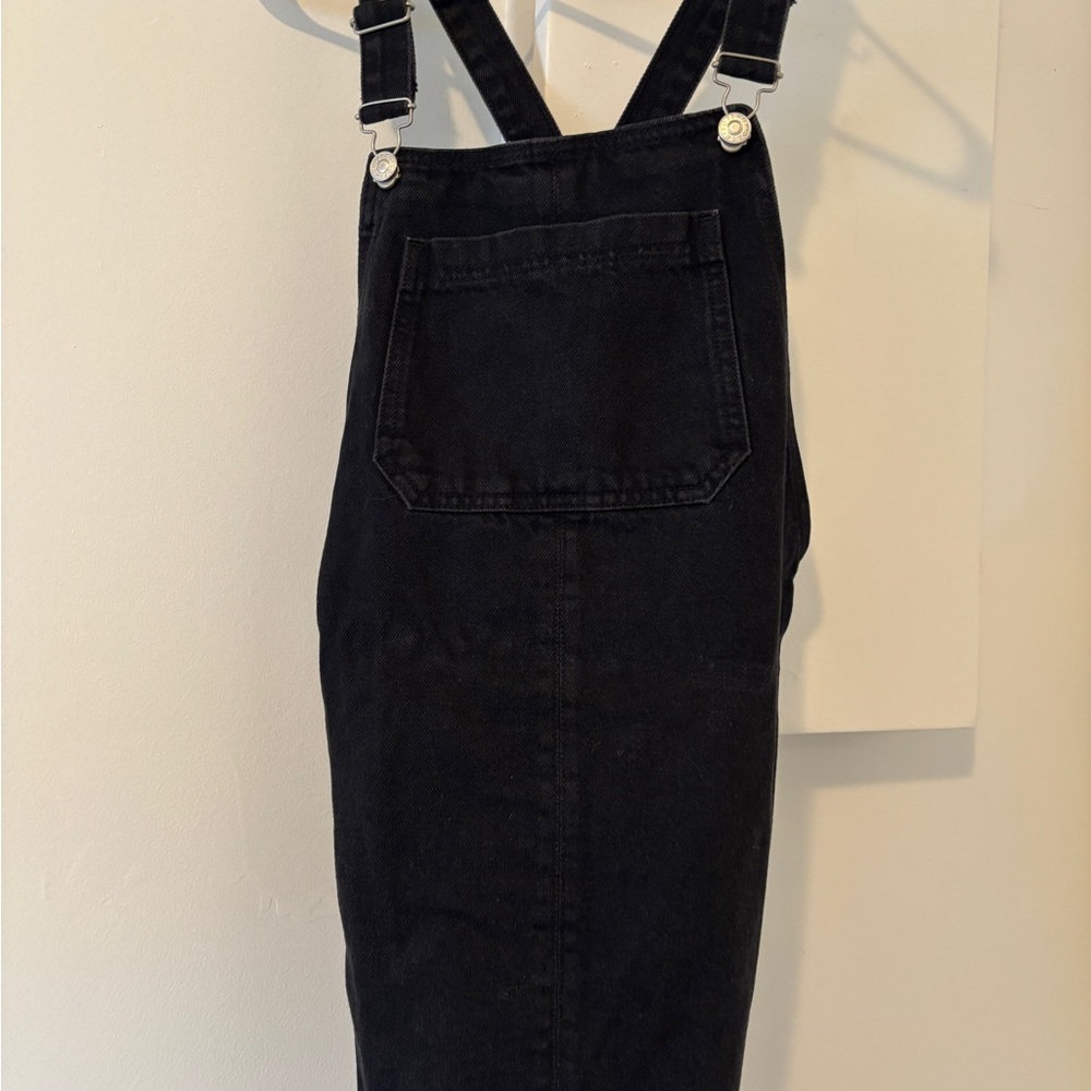 Topshop Charcoal Denim Overall Dress